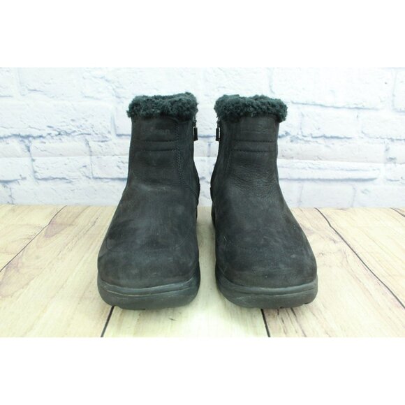 LL Bean Black Leather Waterproof Shearling Lined Winter Boots Size 6.5 M - Picture 4 of 9